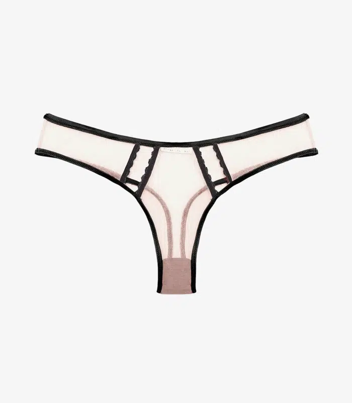 Product shot of the Cheeky Brief in pale nude microfiber.